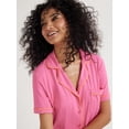 thumbnail image 3 of Joyspun Women's Knit Short Sleeve Notch Collar Top & Capri Pajama Set, 2-piece, Sizes Up to 3X, 3 of 4