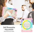 thumbnail image 3 of Case for iPad Pro 12.9 2022/2021/2020/2018 6th/5th/4th/3rd Gen with Screen Protector, 360 Degree Rotating Kickstand Hand Strap Shockproof Cover with Shoulder Strap, Rainbow Pink, 3 of 7