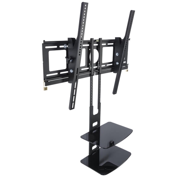 Displays2go SHFMT4270B2 Tilting HDTV VESA Wall Mount for 42-70" Flat Screen TVs, 2 Glass Shelves