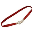 thumbnail image 2 of Women Skinny Belts Elastic Wrap Stretch Band Wrap Pearl Buckle Decorative, 2 of 8