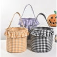 thumbnail image 5 of Halloween Gingham Tote Basket New Jute Canvas Bucket Trick or Treat Candy Bags for Pumpkin Candy Goodie Present Bags,Gift Bags with Handle for Kids Party Favors Halloween Decoration Gifts(C,8.9X9.3"), 5 of 9
