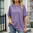 thumbnail image 2 of Trgacdwlo S-6XL Plus Size Women's Tunics Crew Neck Short Sleeve Tops for Women Hide Belly Summer Vacation Purple Tops for Women, 2 of 7