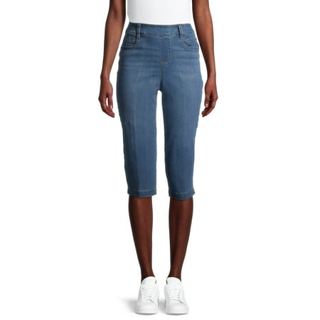 Time and Tru Women's Woven Pull-On Capri Pants