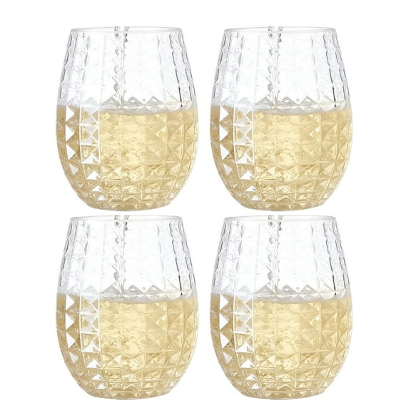 ACDANC 12oz Plastic Stemless Wine Glass,Wine Glasses Set of 4,Reusable Shatterproof Drink Glasses for Parties,Indoor&Outdoor