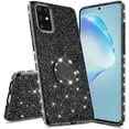thumbnail image 2 of Glitter Phone Case For Galaxy S20 Plus/S20+ Case, Ring Kickstand Bling Cover for Girls Women Diamond Sparkly for Galaxy S20 Plus - Black, 2 of 5