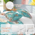 thumbnail image 2 of 3 Piece Brown Sea Turtle Coastal Duvet Cover Set California King,Microfiber Comforter/Quilt Cover with Corner Ties and 2 Pillowcases,Teal Summer Beach Coral Nautical Soft Bedding with Zipper Closure, 2 of 8