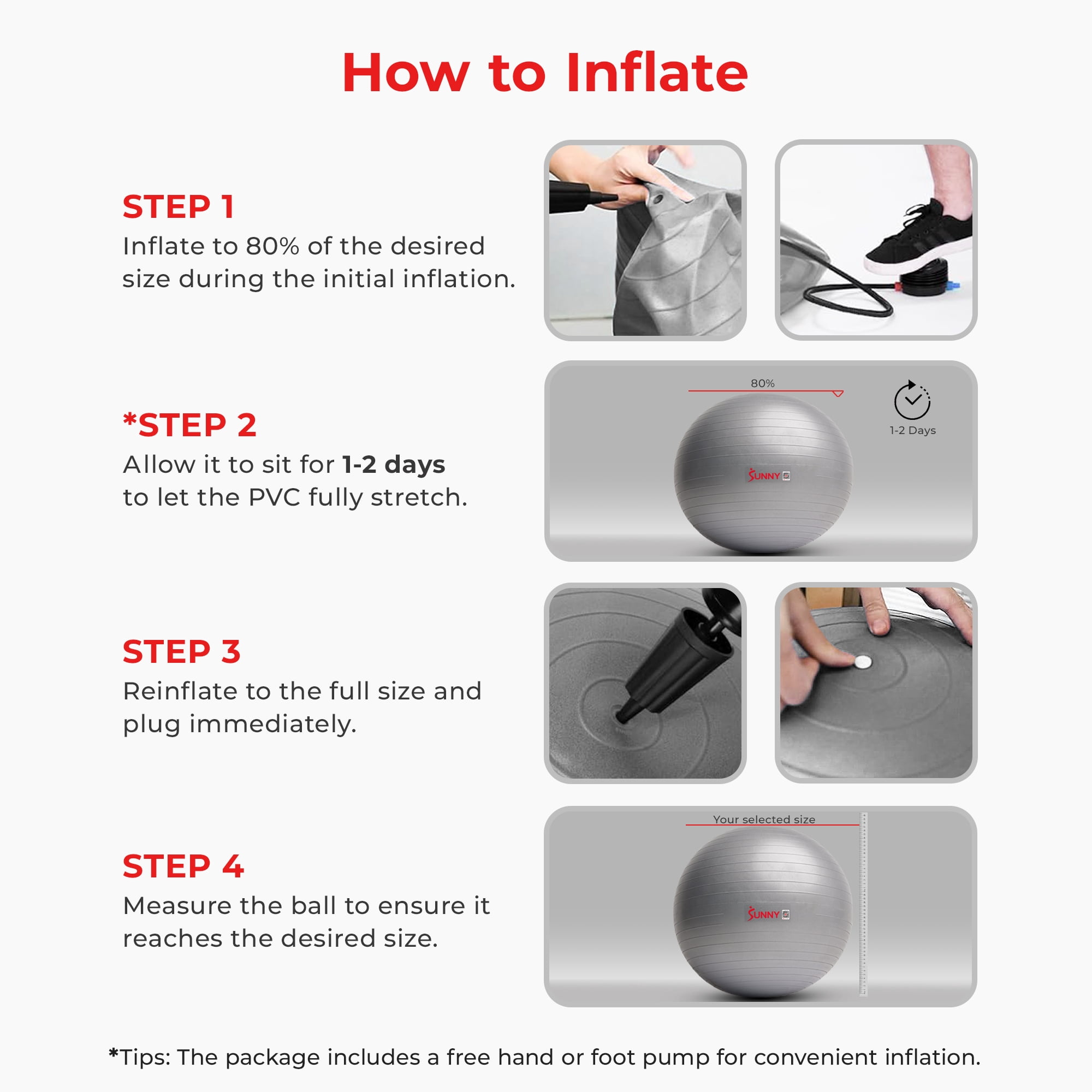 Sunny Health & Fitness Premium Yoga Ball Large 75CM Anti-Burst Exercise Ball for Workouts, Pregnancy, Physical Therapy, Stability Ball Chair Fitness, Extra Thick Yoga Ball with Pump - SF-EB02-L