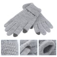 thumbnail image 4 of Par de guantes tejidos de lana para teléfono móvil con pantalla táctil / tableta / MP5 (gris), 4 of 8