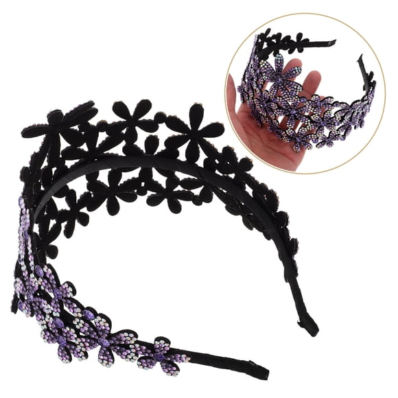 COMPUKAS Party Tiara Headband Sparkly Braided Beaded Headbands for Women Anti Slip Hair Accessory for Daily Use 1Set