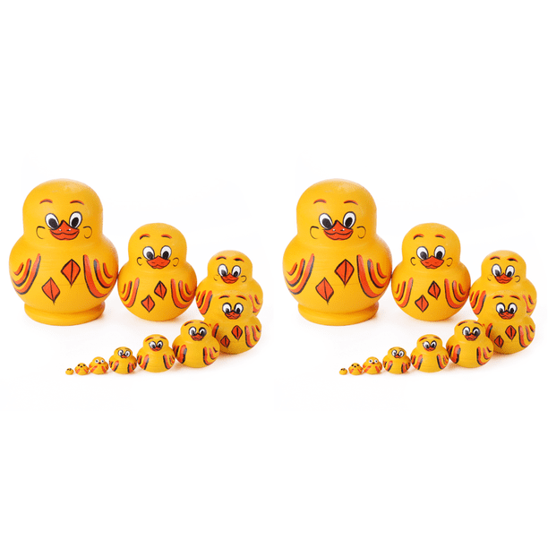 10 Capas Pato Matryoshka Muñecas Rusas Babushka Anidadas Amarillo
