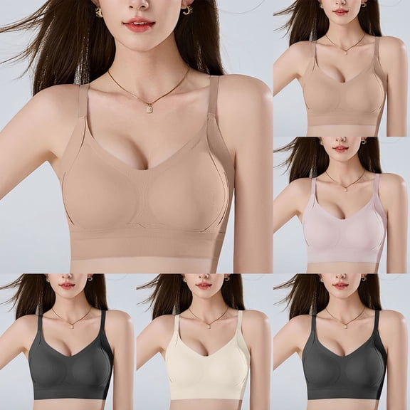 Agkizg Solid Color Wireless Backless Bra,Seamless Hook-Free Push Up,Breathable Stretchy Back Beauty Daily Casual Comfortable Bra (Women's or Women's Plus)