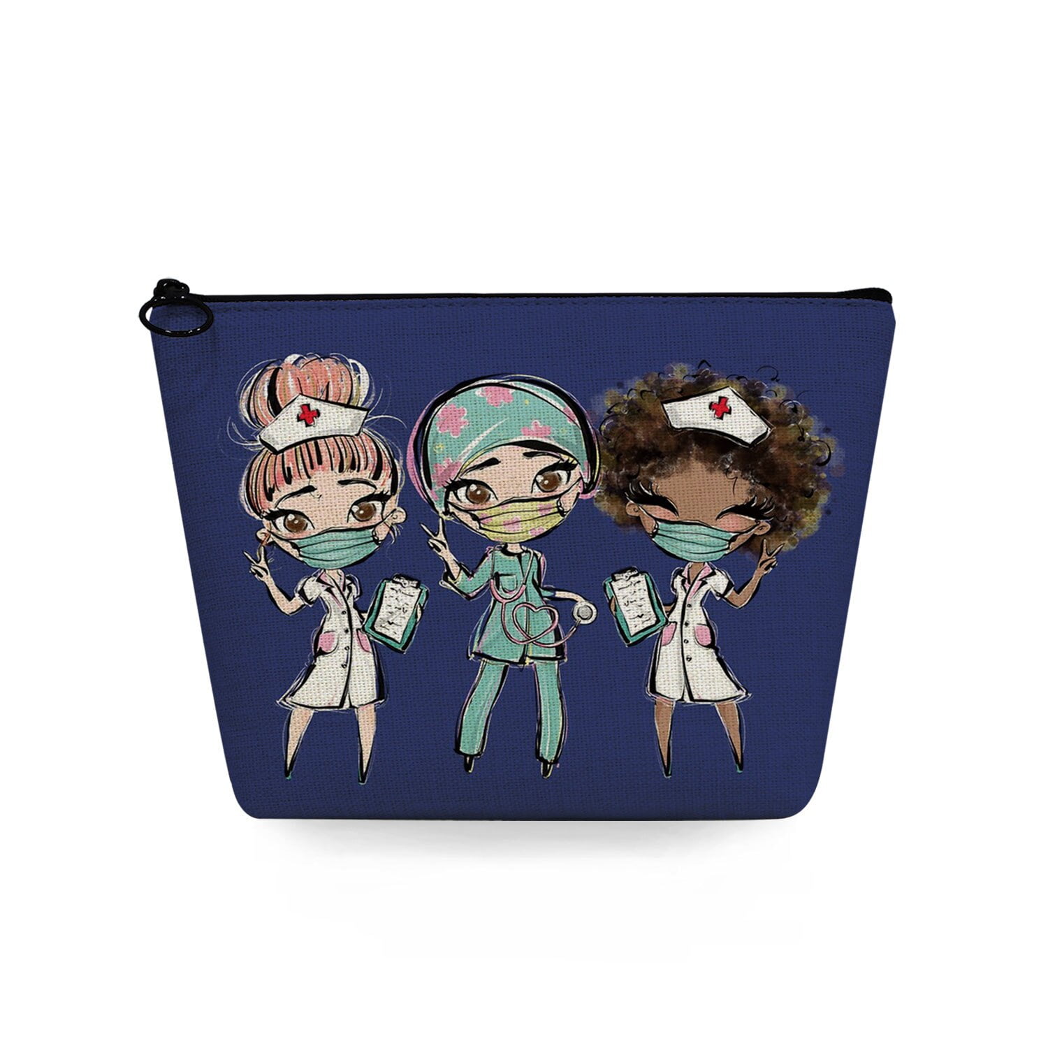 Neceser portatil de viaje para mujer bolsa de cosmeticos organizador de maquillaje transferencia de calor estampado de dibujos animados dentista enfermera Disenador LIUWENJING unisex Walmart en linea