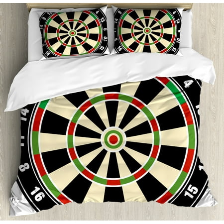 Sports Duvet Cover Set Dart Board Numbers Sports Accuracy