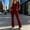 Wine, variant on Gamivast 2 Piece Tracksuit Set for Women Ribbed Knit Full Zip Collared Long Sleeve Jacket Wide Leg Pants Fall Lounge Outfit Dark Gray M