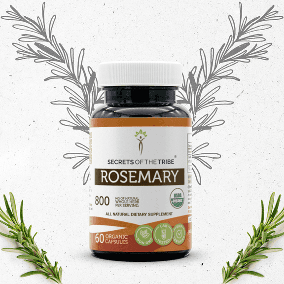 Secrets Of The Tribe Rosemary Organic Capsules Dietary Supplement, Natural Herbal Capsules for Cognitive Function Support, Certified Organic Rosemary (Rosmarinus Officinalis) Dried Leaf, 60 Capsules