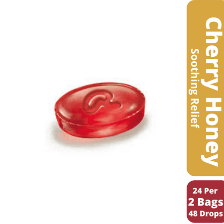Ricola Swiss Alpine Herbs Cherry Honey Oral Anesthetic, Great Tasting Soothing Reliet 2 Bags, 24 Individually Wrapped Drops Each Bag, (48 Drops)