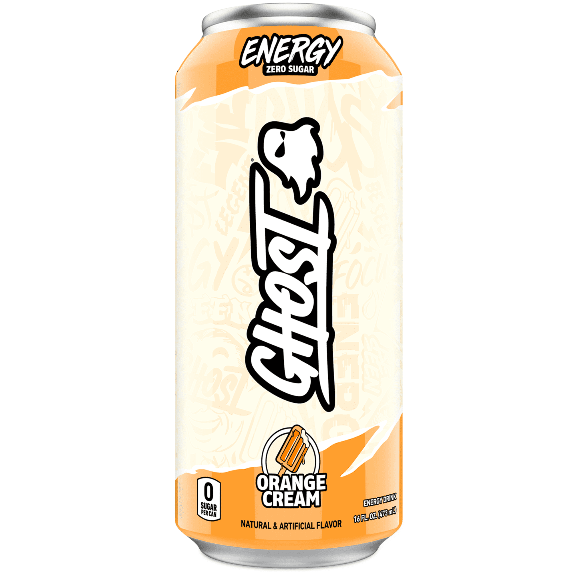 GHOST ENERGY Zero Sugars Energy Drink, Orange Cream, 200mg Natural Caffeine, 16 fl oz Can