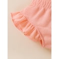thumbnail image 6 of Franhais Infant Girls Two-Piece Clothes Outfit, Tie-Up Spaghetti Strap Sleeveless Ruched Solid Color Tank Tops + Shorts, 6 of 8