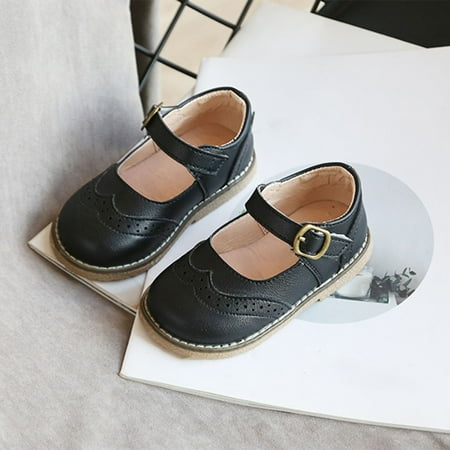 

NIUREDLTD Toddler Kids Grils Dress Shoes Girls Shoes Spring/Autumn Solid Color Flat Bottomed Low Top Anti Slip Breathable Casual Shoes Party Birthday School PU Leather Princess Shoes Black 24