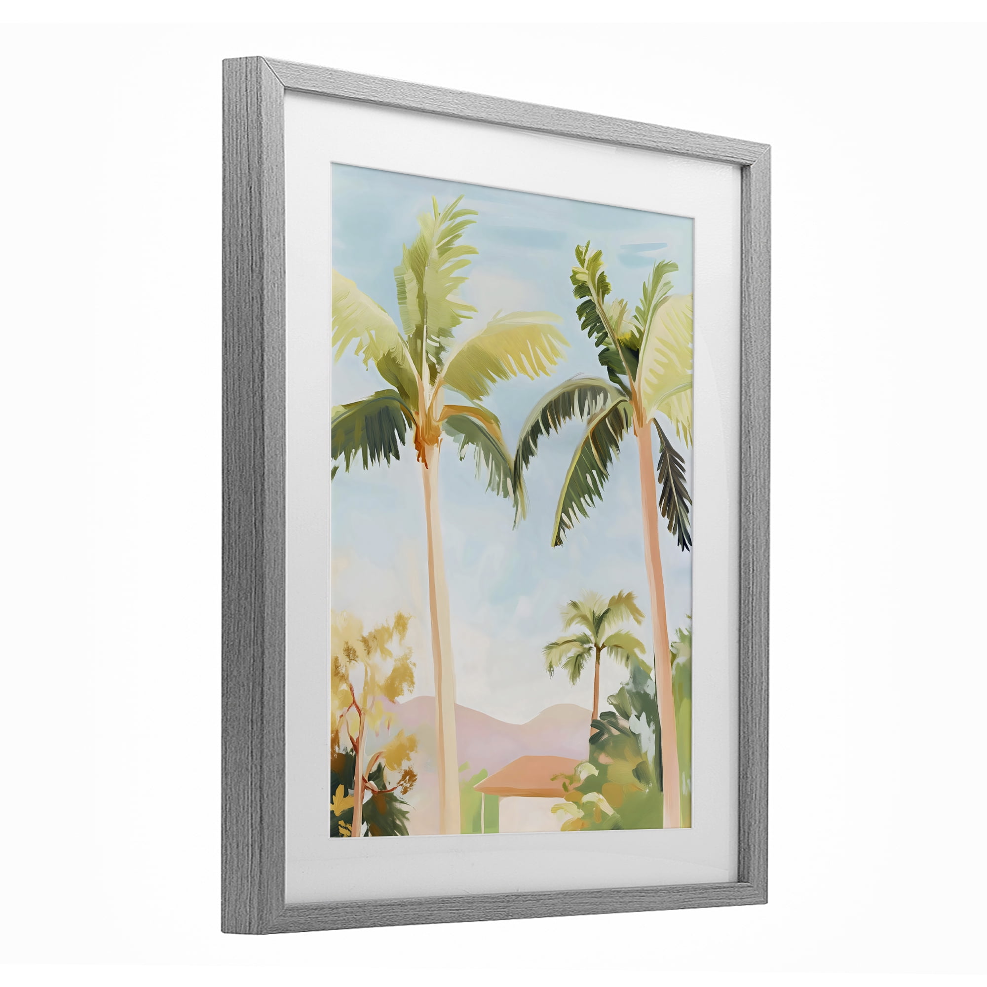 Stupell Industries Rising Above Tropical Palms Gray Framed Print Under Glass, design by The Prints Vibe
