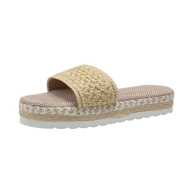 Amzcrzy Zapatos de mujer,Zapatos de mujer,Zapatillas de mujer, Sandalias de estilo étnico para mujer, suela gruesa, con boca de pez, pantuflas de cuerda color caramelo Sandalias Mujer Zapatillas De C