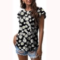 thumbnail image 2 of Camiseta divertida de manga corta con cuello redondo para mujer, camiseta estampada de manga corta con volantes OAVQHLG3B Store lin121212, 2 of 5