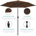 thumbnail image 5 of PetFurnishn 7.5ft Heavy-Duty Round Outdoor Market Table Patio Umbrella w/Steel Pole, Push Button Tilt, Easy Crank Lift - Brown, 5 of 8