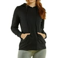 thumbnail image 2 of Women's Pullover Thin Cotton Light Hoodie Sweater (Black/White, S), 2 of 3