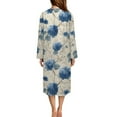 thumbnail image 2 of Xoenoiee Blue Hydrangea Flower Print Women Zipper Robe Long Housecoat Zip Up Bathrobes Full Length Nightgown Loungewear with Pockets, XL, 2 of 7