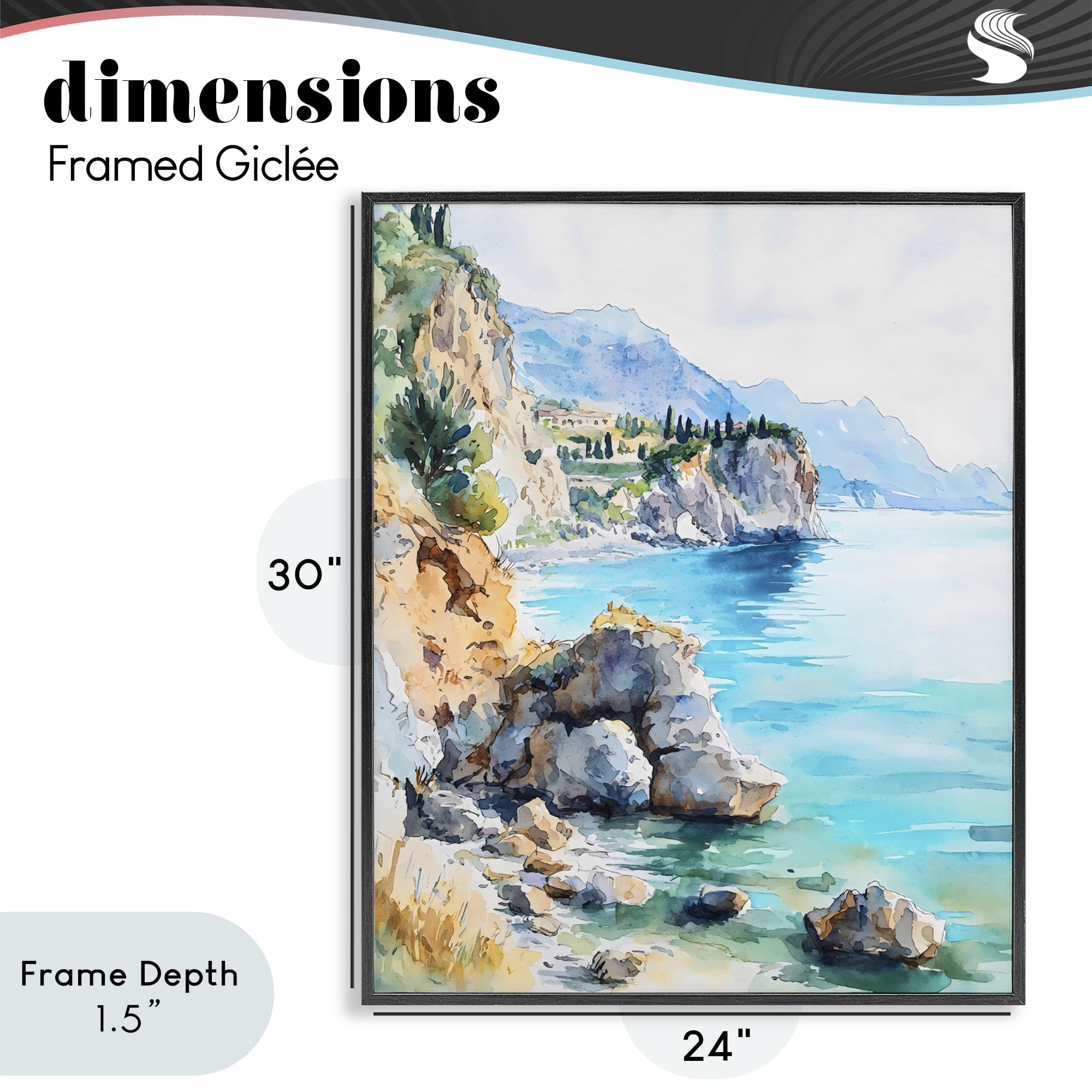 Stupell Industries Azure Italian Coastline Black Framed Giclee Art, design by LSR Design Studio
