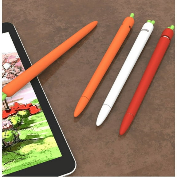 EIMELI Case Compatible for Apple Pencil - Carrot Shaped Stylus Sleeve Cover Anti-Slip Case Touch Screen Pen Silicone Sleeve Holder Protective Skin Cover Compatible with Apple Pencil 2