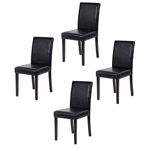 Urban Style Leather Dining Chairs, Black And White Leather Dining Room Chairs With Chrome Legs Set Of 4