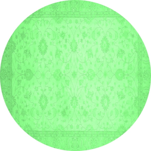 Ahgly Company Indoor Round Oriental Emerald Green Traditional Area Rugs, 5' Round