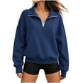 thumbnail image 7 of LUVDA Women's Half Zip Cropped Stand Collar Sweatshirt Silver Zipper Banded Hem Fall Athletic Top, 7 of 7