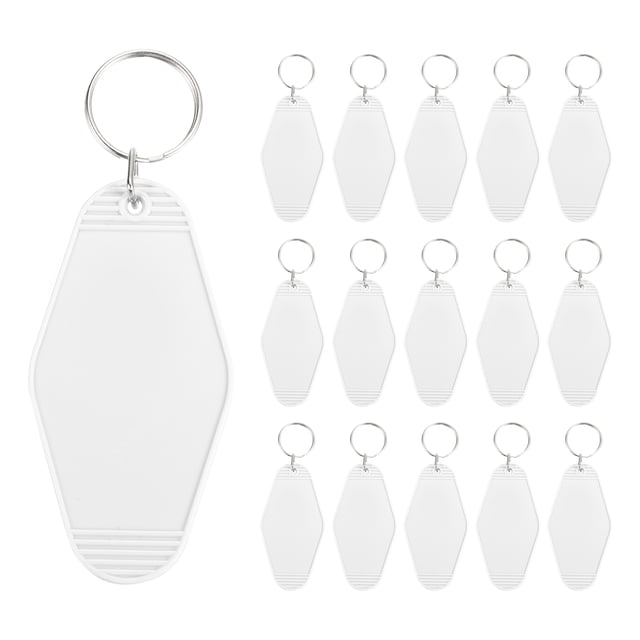 Unique Bargains Vintage Motel Keychain Blank Hotel Keychains Rhombus Retro Key Tag, White, 16 Pack