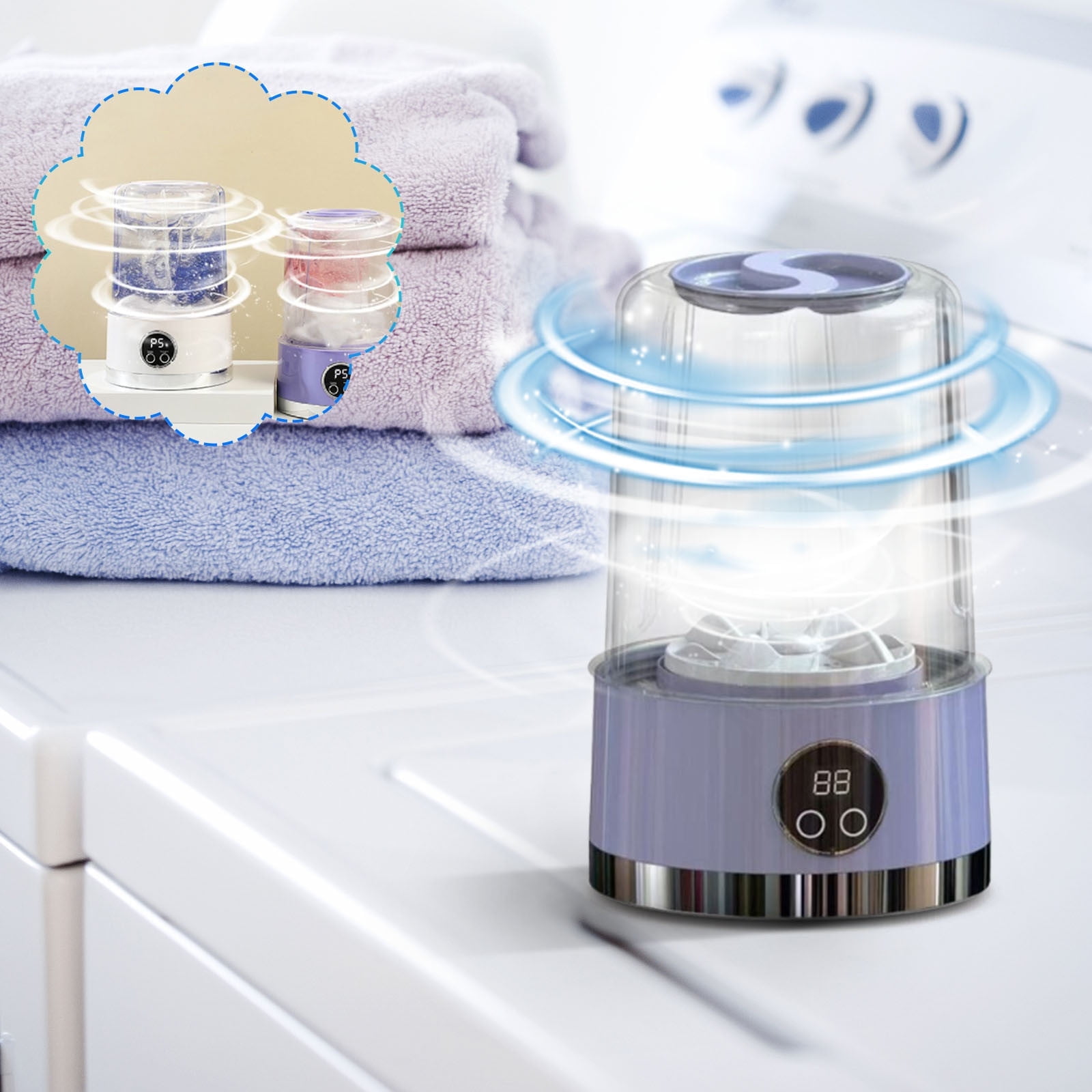 Portable 1L mini washing machine with 2 washing programs