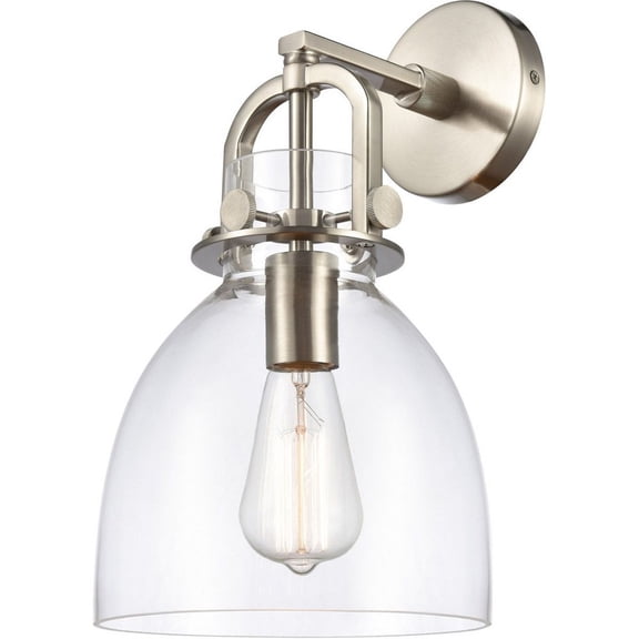 412-1W-SN-8CL Innovations Lighting Newton-One Light Wall Sconce-8 Inches Wide by 14.5 Inches High