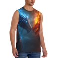 thumbnail image 2 of Pofeuu Red And Blue Fire Dragon E Print Men's Muscle T-Shirt, Sleeveless, Muscle Tank, Classic Muscle Tee Top For Men Casual Sleeveless Muscle T-Shirt Trendy Clothes-Small, 2 of 7