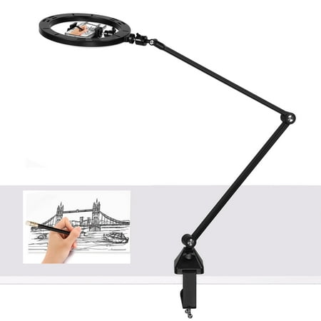 Ring Light with Stand and Phone Holder, Metal Clamp Arm with 10'' Selfie Light for iPhone 14 13 12 11 Xs Xr for Zoom Calling, Vlog, Drawing, Online Course