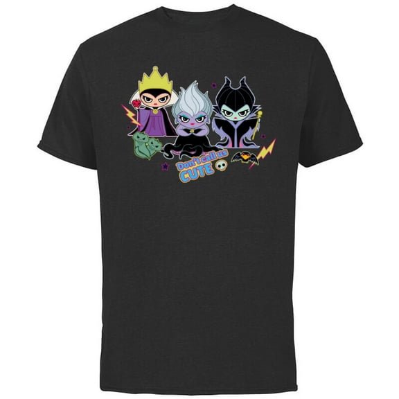 Disney Villains Chibi Don’t Call Us Cute - Short Sleeve Cotton T-Shirt for Adults - Customized-Black
