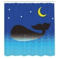 thumbnail image 3 of Ambesonne Animal Shower Curtain, Whale in Ocean and Star, 69"Wx84"L, Blue Grey and Pale Blue, 3 of 5