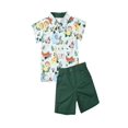 thumbnail image 1 of ZAXARRA Ensemble de Culottes Garçon Col Rabattu Décontracté Haut Imprimé Short Élastique, 1 of 6