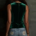 thumbnail image 4 of Zynoxe Vest Tops for Women 2026 Velvet Sleeveless V Neck Button down Fitted Waistcoat with Pockets Solid Color Casual Party Daily Summer Vest, 4 of 7