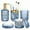 Blue, variant on 5-Piece Gradient Glass Bathroom Set: Vintage Soap Dispenser With Dish, Toothbrush Holder, Tumbler & Cotton Swab Jar. A Complete Organizer & Modern Decor Housewarming Gift.