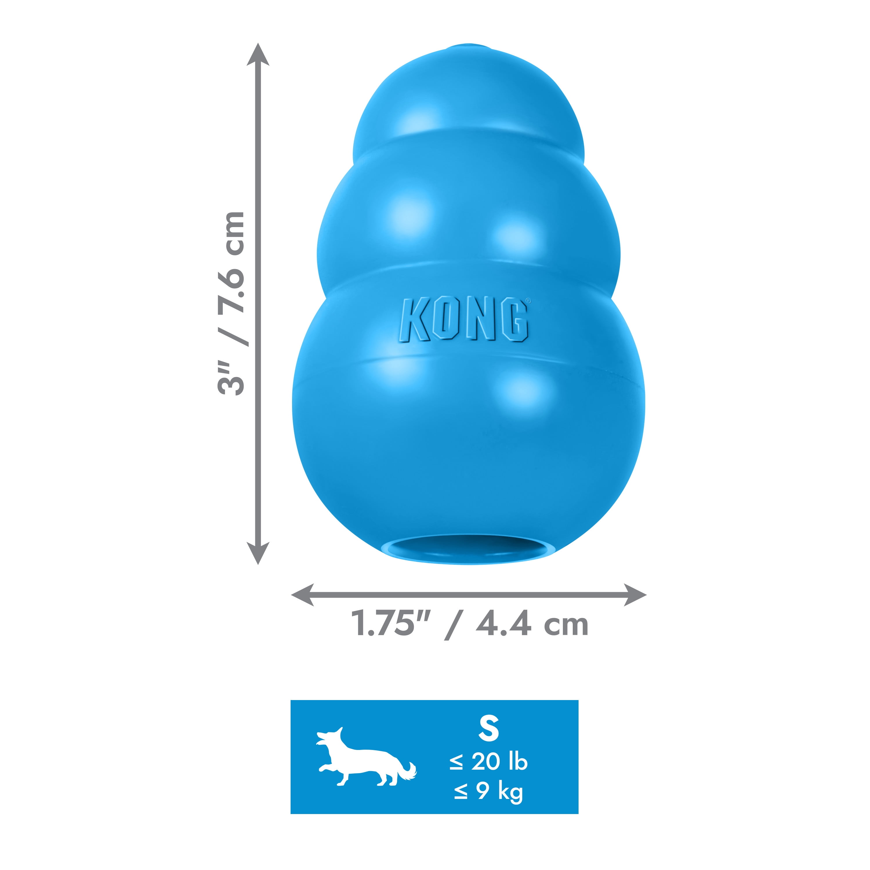 KONG® Classic Rubber Puppy Dog Toy for Beginner Chewers, Blue, Small for Dogs up to 20lb