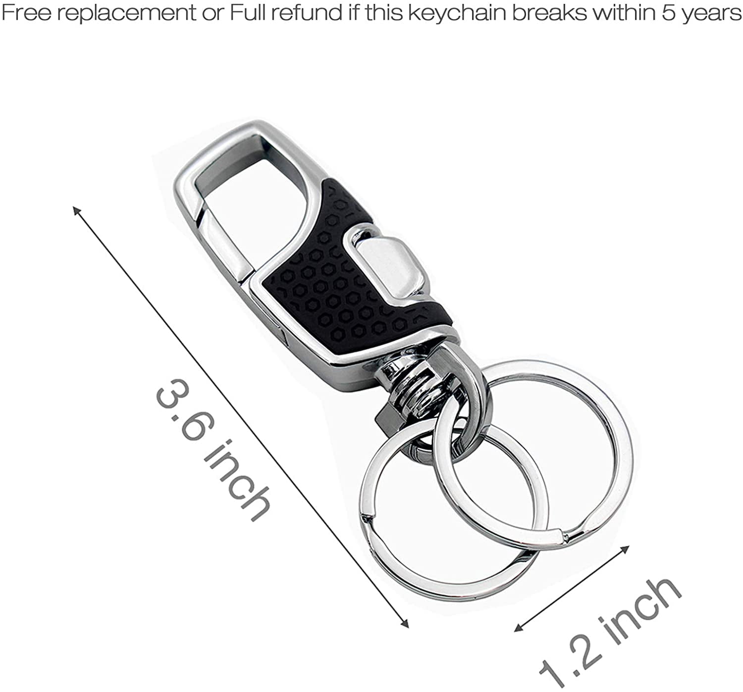 6 Pcs Key Chain with Heavy Duty Car Keychain for Men and Women - Black