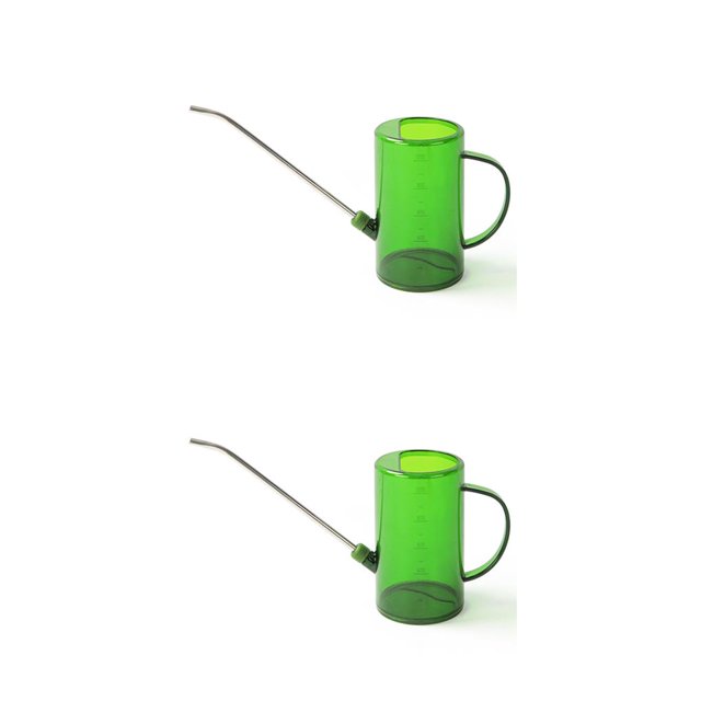 Billuyoard Regadera de 1L para patio, Cubo de aspersión para plantas, caño largo, tetera de plástico de acero inoxidable de gran capacidad, Verde 2piezas