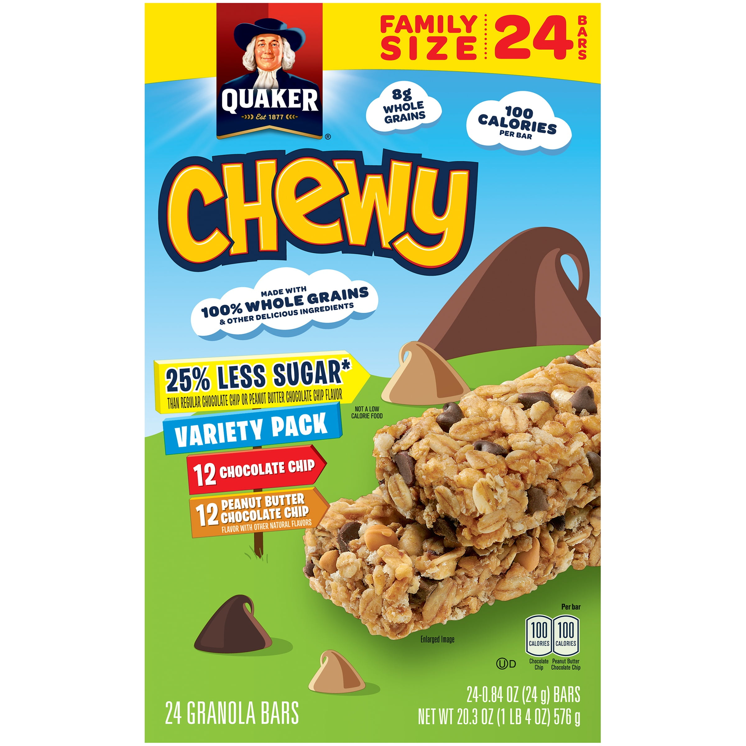 Quaker Chewy Size Family Bars Granola Variety Pack 24 Bars
