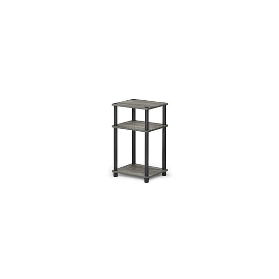 3-Tier End Table|Composite Wood Side Table|Living Room & Bedroom Furniture|Gray & Black Finish