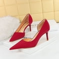 thumbnail image 5 of Zapatos de tacón alto versátiles, profesionales, con huecos laterales, puntiagudos y de muescas poco profundas para mujeres, zapatos de tacón medio clásicos para mujeres solteras, 5 of 5